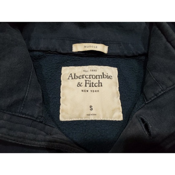 Abercrombie & Fitch Hoodie Mens Size Small Slim Muscle Navy Blue Original A&F - Picture 4 of 6